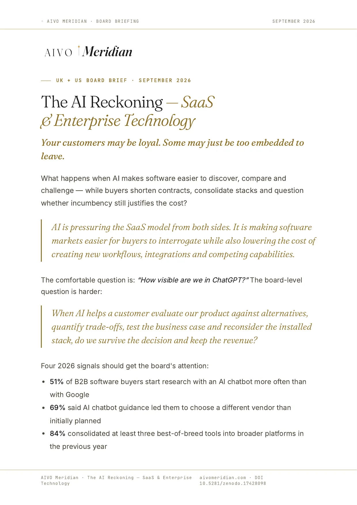 The AI Reckoning — SaaS & Enterprise Technology — page 1 of 12