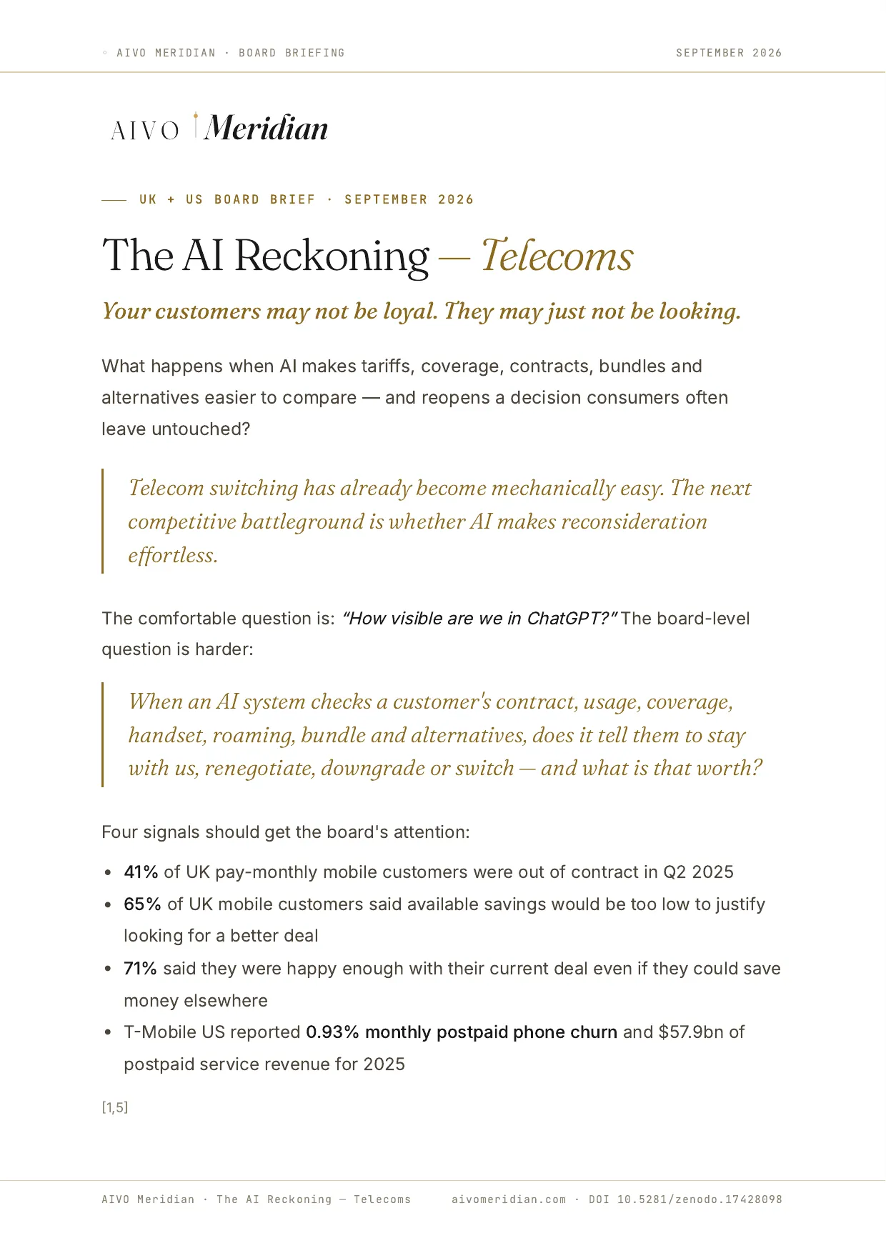 The AI Reckoning — Telecoms — page 1 of 11